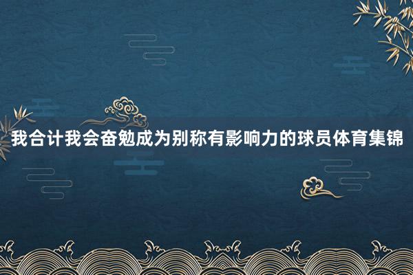 我合计我会奋勉成为别称有影响力的球员体育集锦