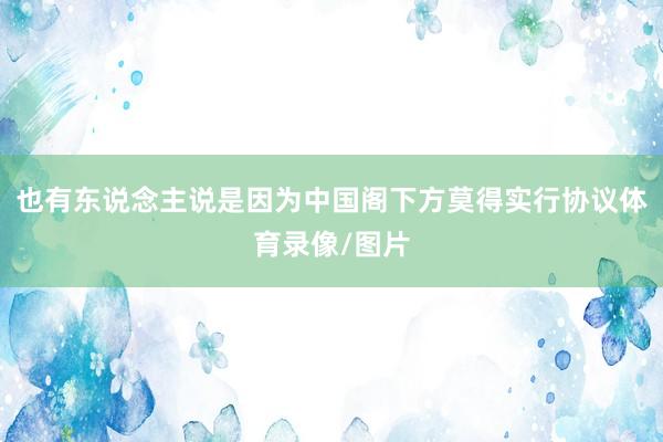 也有东说念主说是因为中国阁下方莫得实行协议体育录像/图片