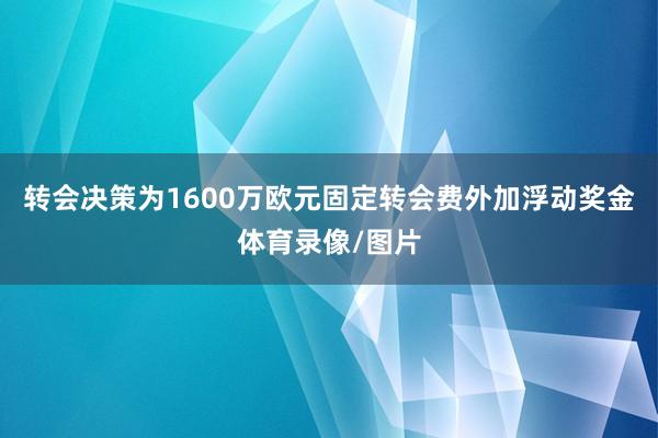 转会决策为1600万欧元固定转会费外加浮动奖金体育录像/图片