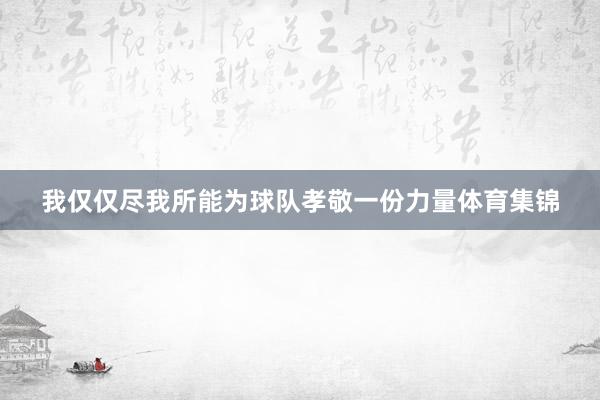 我仅仅尽我所能为球队孝敬一份力量体育集锦